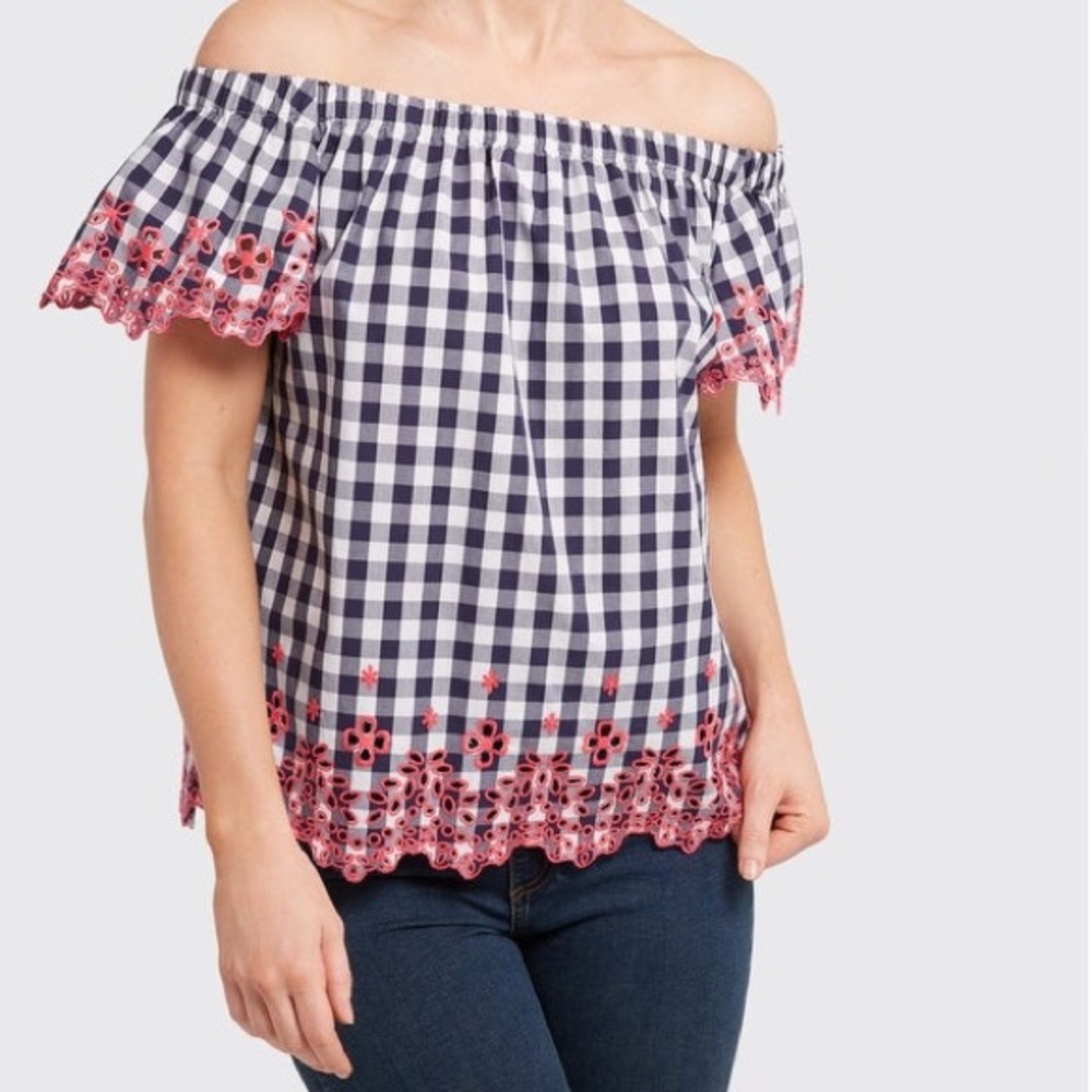 Draper James Dolly Check Eyelet Top 💕
